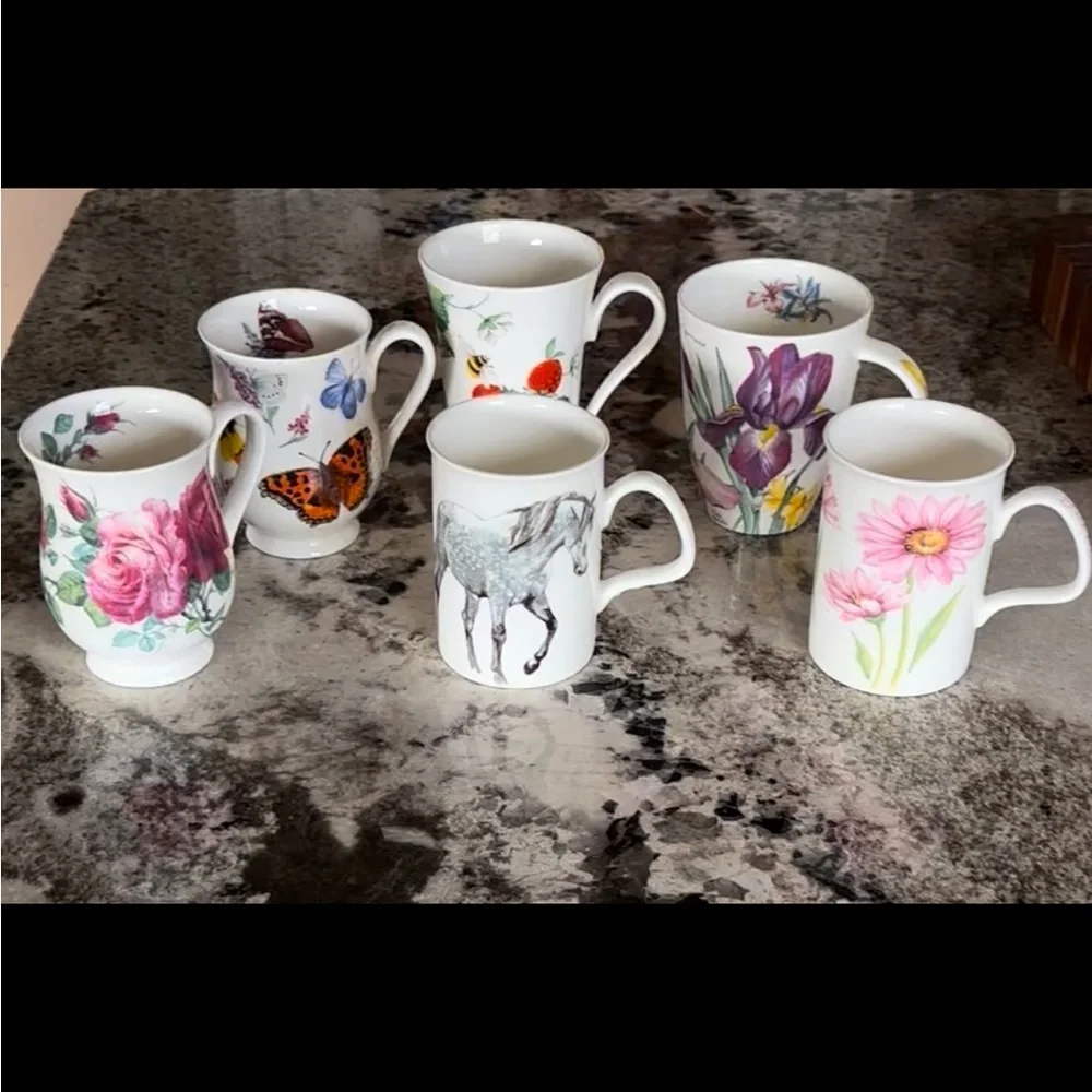 Roy Kirkham Set of Six Bone China Mugs - Picture 1 of 14